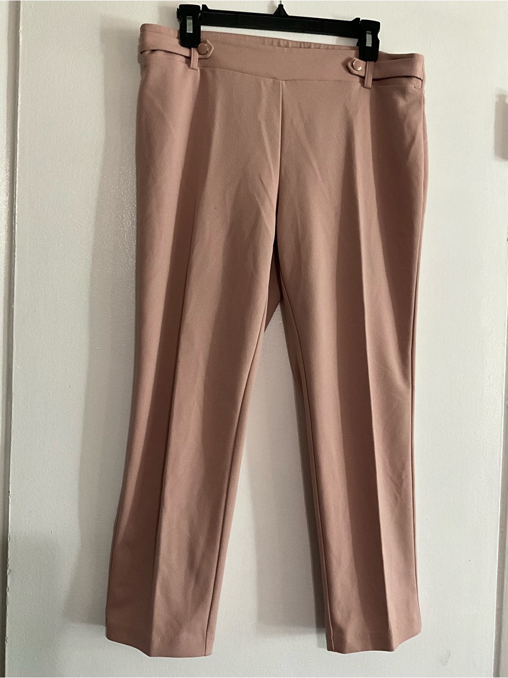 Tailored High-Rise Ponte Trousers in Dusty Rose